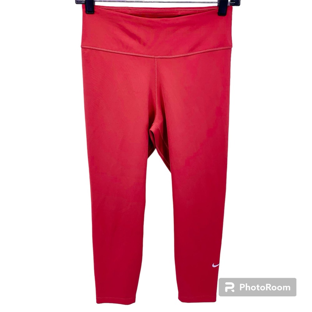 NIKE Performance One High Rise Crop Leggings Canyon Rust Pink Womens Si…